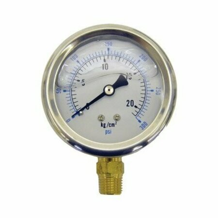 K-T INDUSTRIES Gauge, 1/4 in Connection, NPT, 2-1/2 in Dial, Liquid Filled: Oil, Bottom Connection 6-5474